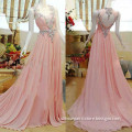 Sexy Fahion Pink Chiffon Prom Dress Real Open Back Elegant Ladies Evening Dress Gown (CL 159)
